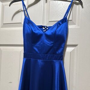 Elegant Blue Satin Dress